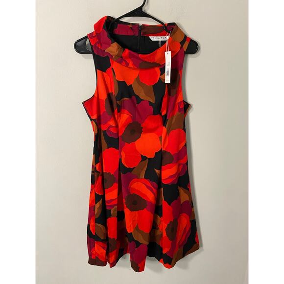 New Trina Turk Sabar Red Floral Sleeveless Cocktail Dress Size 8 - Picture 1 of 4